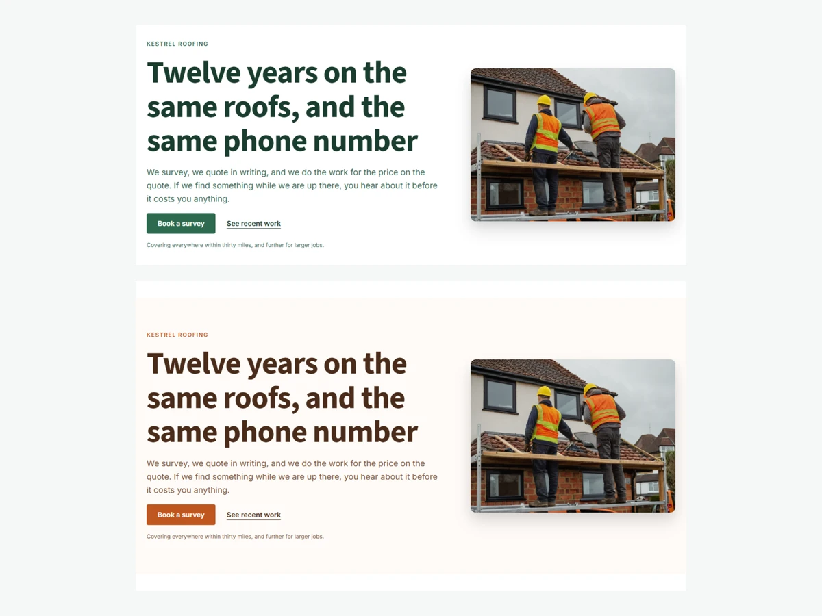 One design shown in two color palettes
