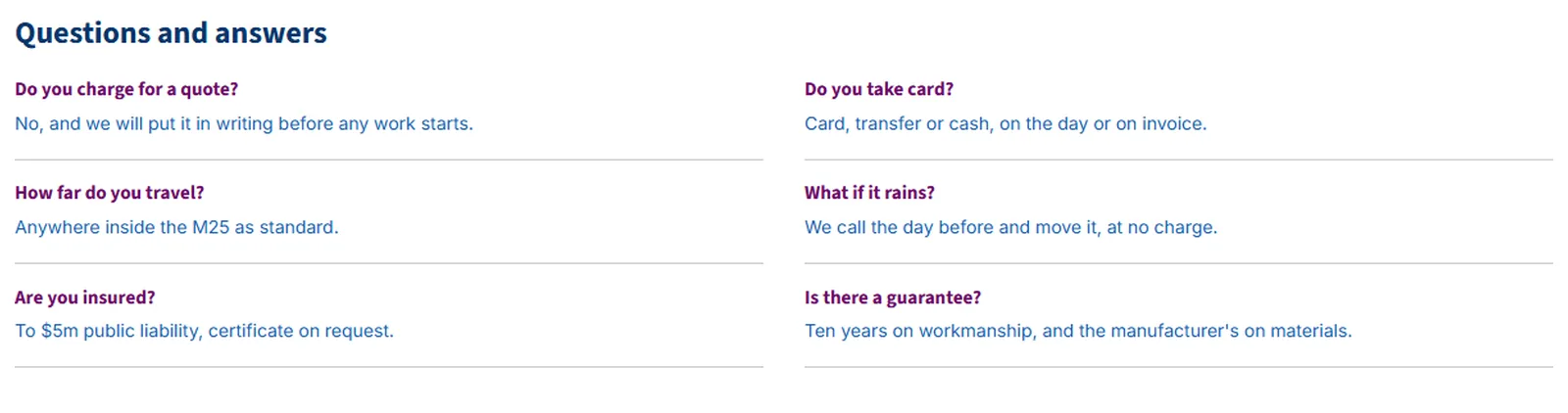 FAQ Columns