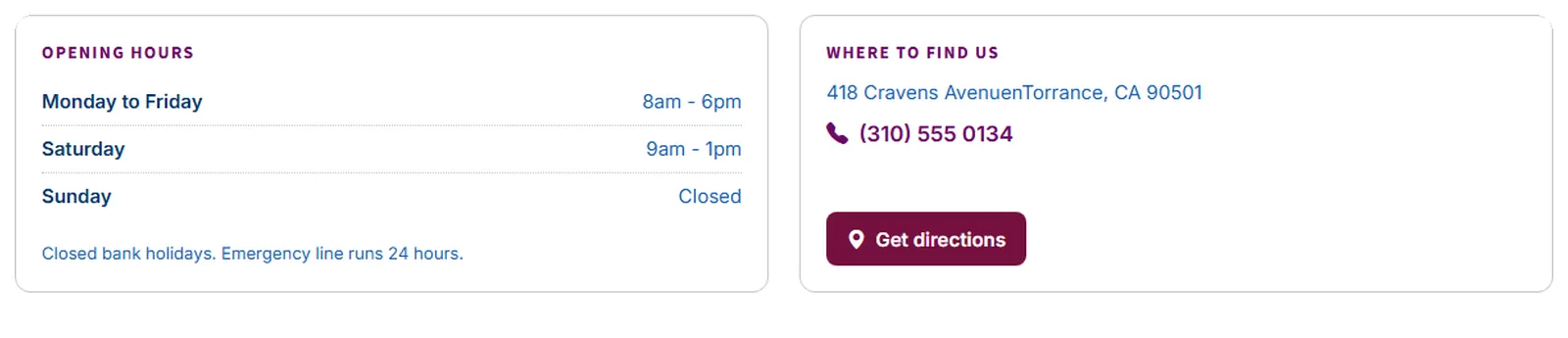 Hours and Address