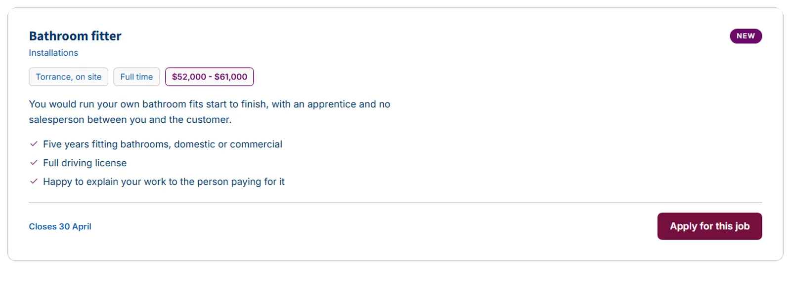 Job Vacancy