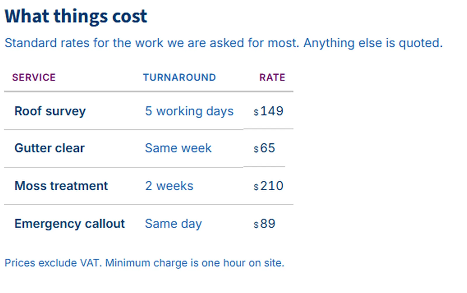 Rate Card