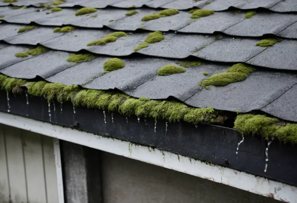 Sagging felt roof with standing water